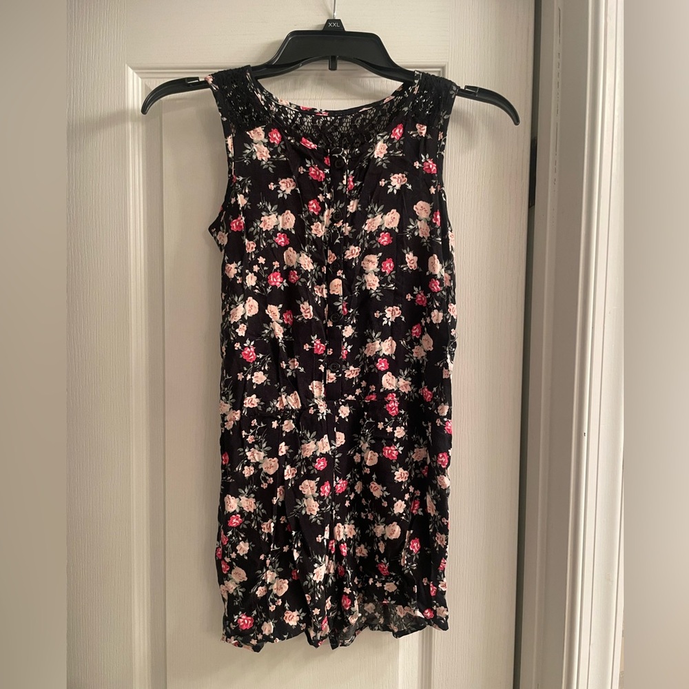 Children’s Place Black Romper with  Floral Accents